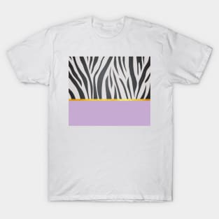 Black and white zebra print on purple, golden lining T-Shirt